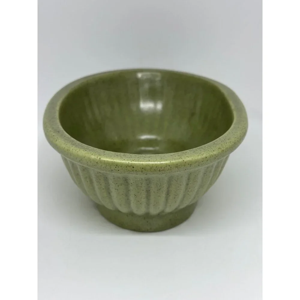 Vintage Haeger Pottery USA 3938-A Green Oval Ribbed Planter Bowl 8